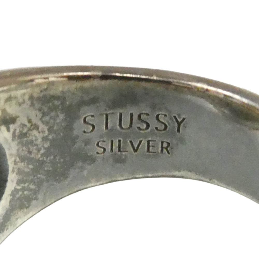 STUSSY ステューシー 00S 2008年モデル × JAM HOME MADE ジャムホームメイド 別注 オニキス シルバー カレッジ リング 指輪 SILVER シルバー系 ブラック系 18~19号【中古】