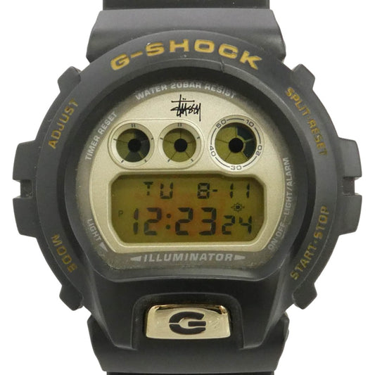 STUSSY ステューシー G-SHOCK ジーショック DW-6900 × G-SHOCK 25周年記念モデル XXV 限定 ジーショック デジタル クウォーツ ウォッチ 腕時計 ブラック系【中古】