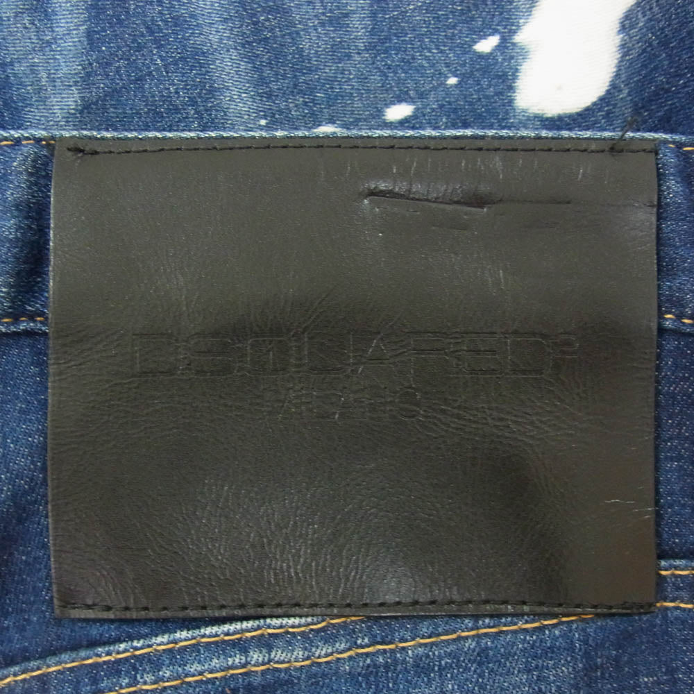 DSQUARED2 ディースクエアード 21AW S74LB0964 Sexy Twist Bleach Splash Cool Guy Jeans セクシーツイスト ブリーチ ダメージ加工 ストレッチ スキニー デニム パンツ インディゴブルー系 46【中古】