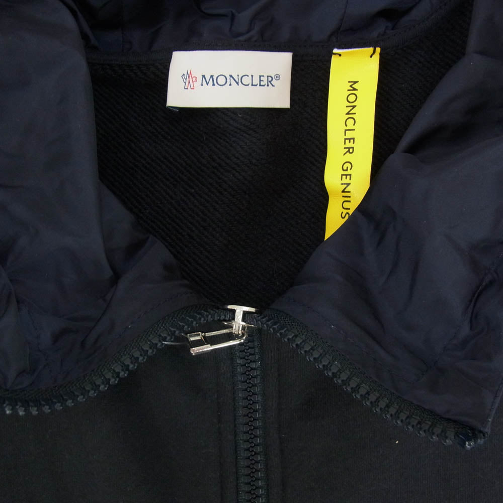 MONCLER モンクレール J.W.Anderson. ジェイダブリューアンダーソン F209E8G50000 × JW ANDERSON ジェイダブリューアンダーソン ダウン切替 ジップアップ パーカー フーディー ネイビー系 L【中古】
