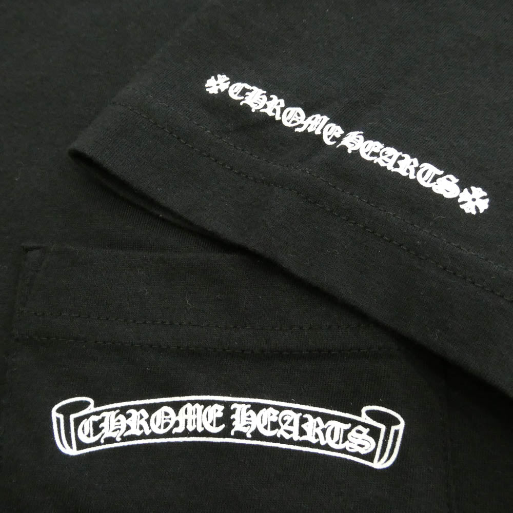 CHROME HEARTS クロムハーツ（原本無） Back Scroll Label Print Pocket T-Shirt バックスクロール ラベルプリント ポケット 半袖 Tシャツ ブラック系 L【中古】