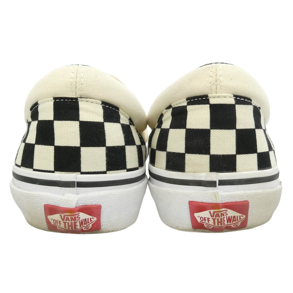 VANS バンズ V98CL SSZ × BEAMS ビームス 別注 Pocket Slip On スリッポン チェッカーフラッグ ローカットスニーカー オフホワイト系 ブラック系 27.5cm【中古】