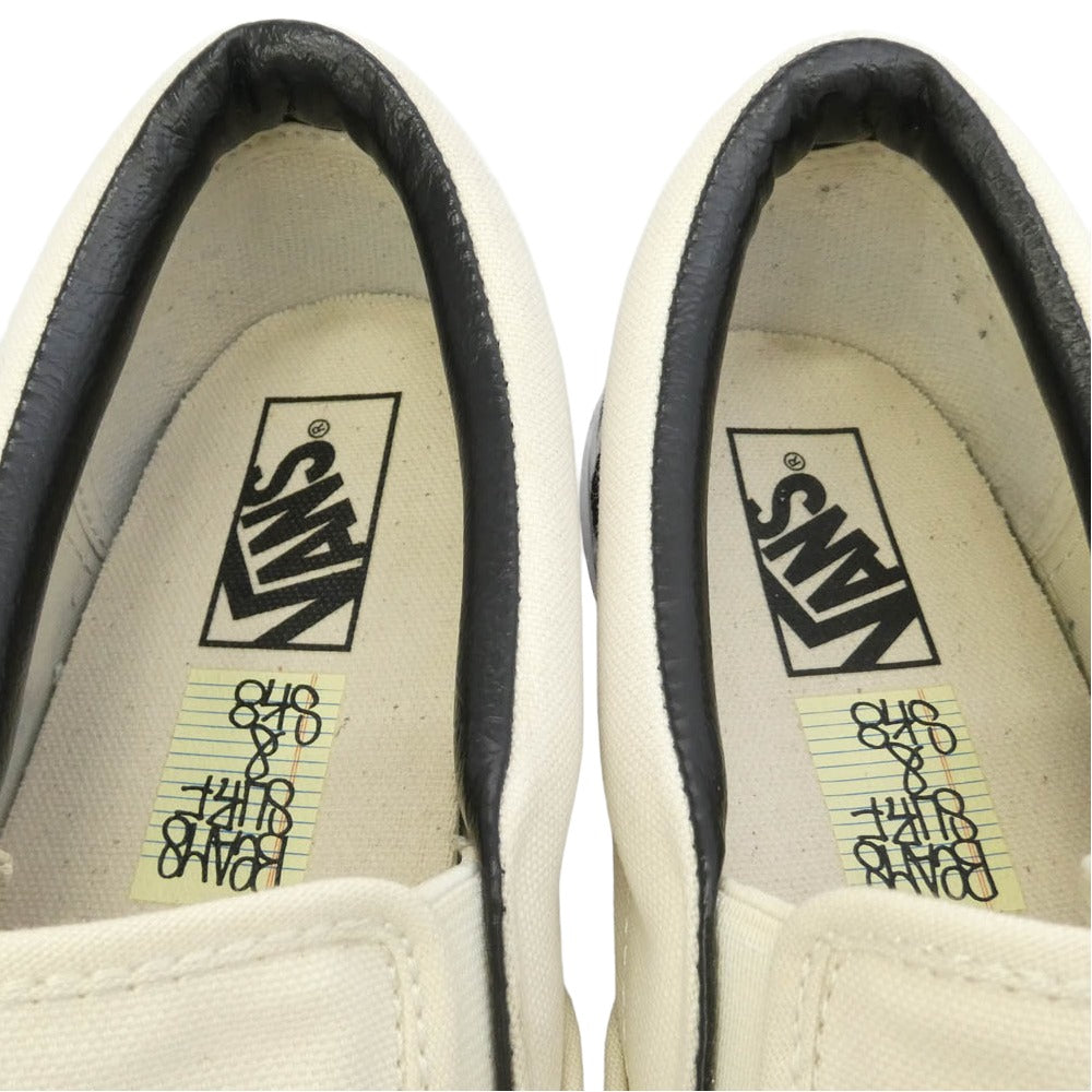 VANS バンズ V98CL SSZ × BEAMS ビームス 別注 Pocket Slip On スリッポン チェッカーフラッグ ローカットスニーカー オフホワイト系 ブラック系 27.5cm【中古】