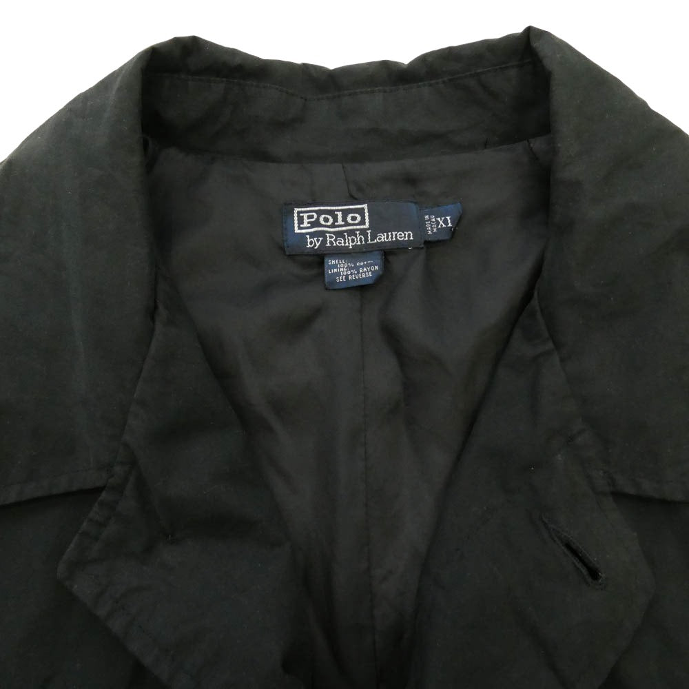 POLO RALPH LAUREN ポロ・ラルフローレン 90s コットン ロング ステンカラーコート ブラック系 XL【中古】