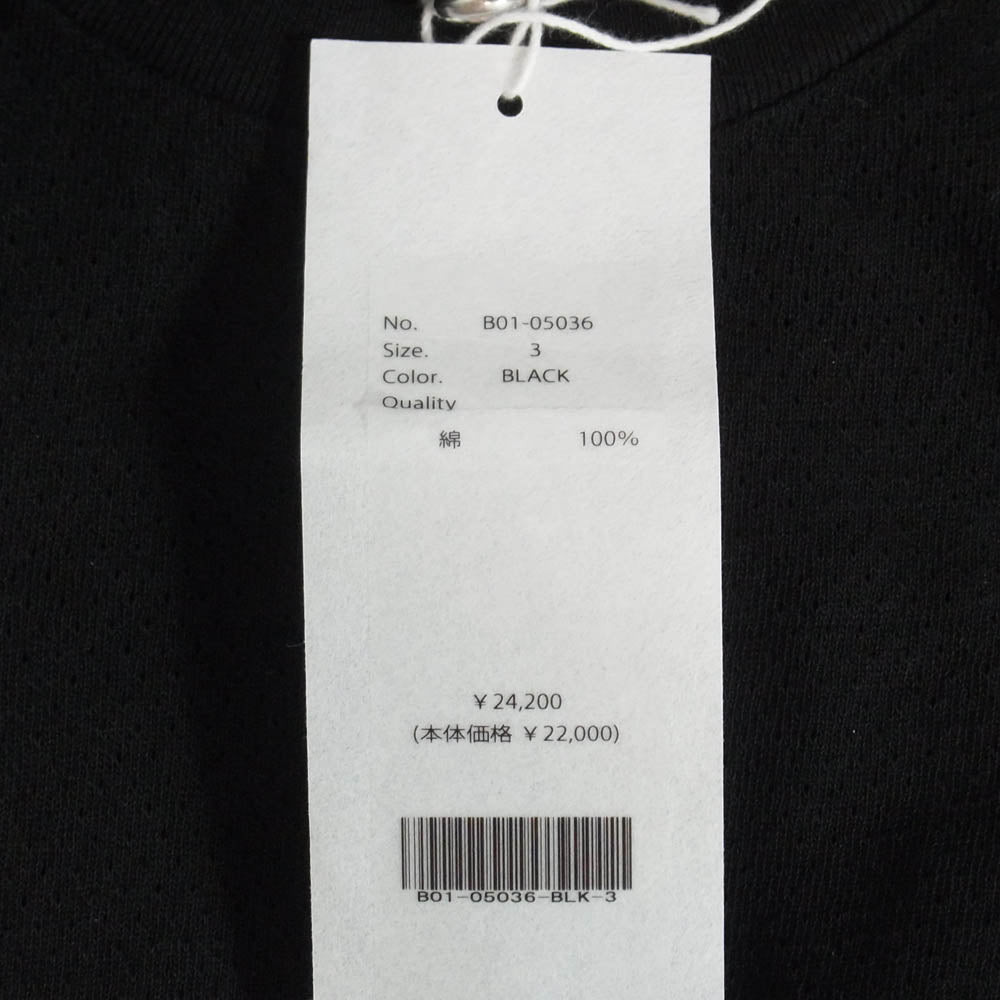 COMOLI コモリ B01-05036 コットン メッシュ 半袖 Tシャツ ブラック系 3【中古】