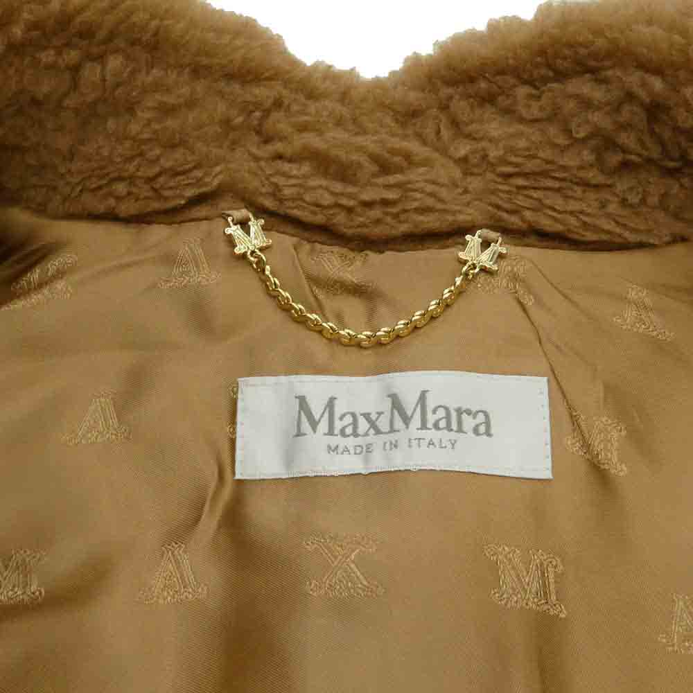 MAX MARA マックスマーラ 25AW NEWABAVO Camel ニューアバボ キャメル テディベア ケープ ファー ボア アウター コート ライトブラウン系 ML 170/92A【美品】【中古】