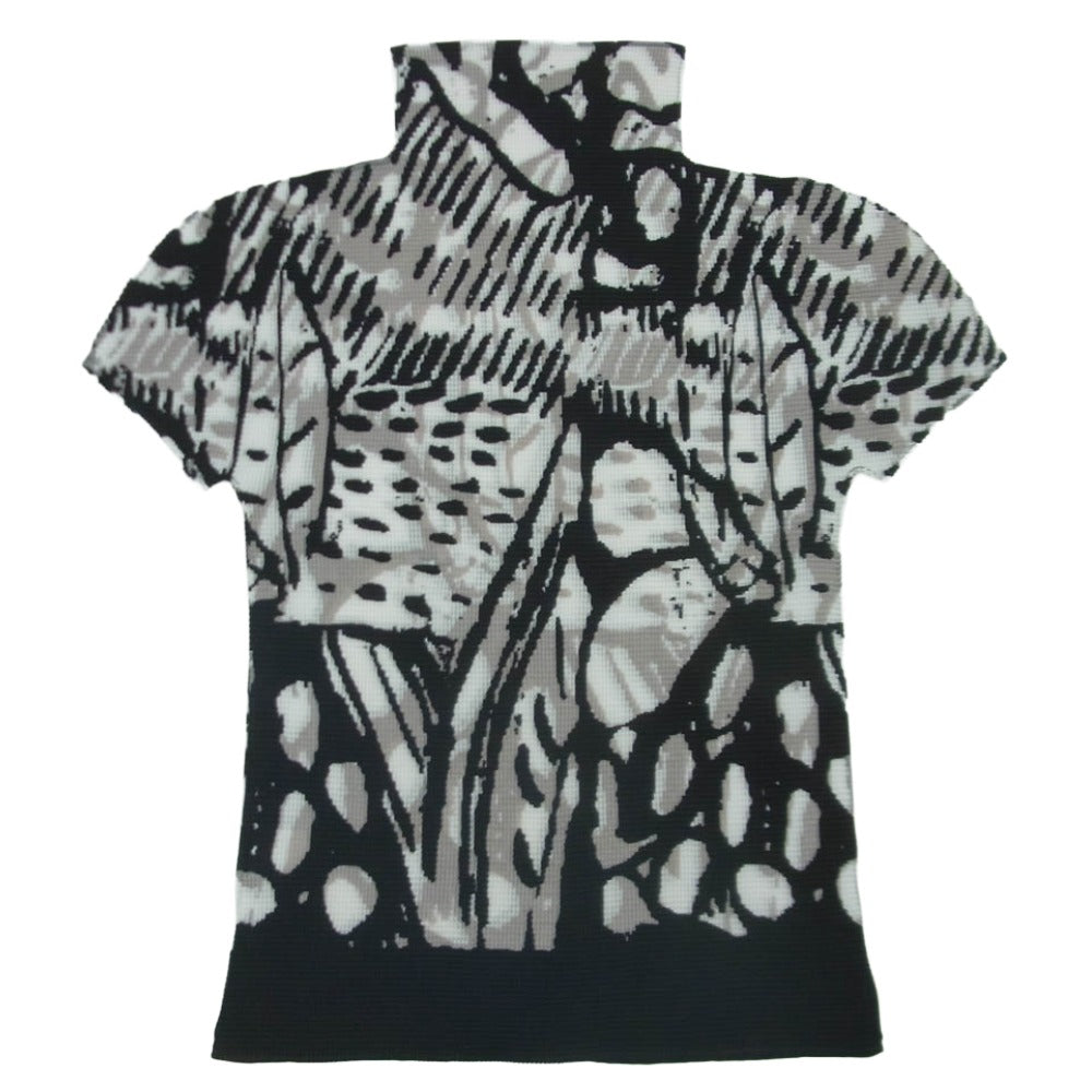 me ISSEY MIYAKE ミー イッセイミヤケ mi01fk765 総柄 半袖 カットソー ブラック系 ベージュ系 アイボリー系 サイズ表記なし【中古】