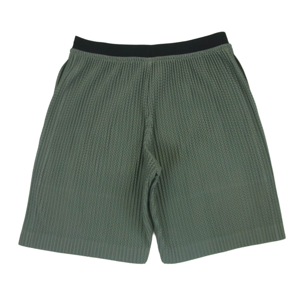 HOMME PLISSE ISSEY MIYAKE オム プリッセ イッセイミヤケ hp71jf149 プリーツ イージー ショーツ ショート パンツ グレー系 グリーン系 グレイッシュグリーン系 3【中古】