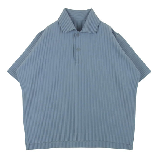 HOMME PLISSE ISSEY MIYAKE オム プリッセ イッセイミヤケ hp91jm125 プリーツ 半袖 プルオーバー シャツ ブルー系 グレイッシュライトブルー系 2【中古】