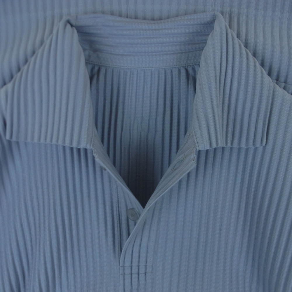 HOMME PLISSE ISSEY MIYAKE オム プリッセ イッセイミヤケ hp91jm125 プリーツ 半袖 プルオーバー シャツ ブルー系 グレイッシュライトブルー系 2【中古】