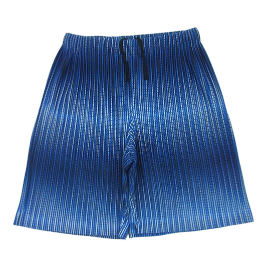 HOMME PLISSE ISSEY MIYAKE オム プリッセ イッセイミヤケ hp11jf218 総柄 プリーツ イージー ショーツ ショート パンツ ブルー系 ホワイト系 ブラック系 2【中古】