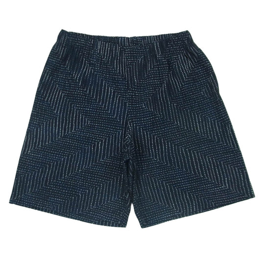 HOMME PLISSE ISSEY MIYAKE オム プリッセ イッセイミヤケ hp81jf144 総柄 プリーツ イージー ショーツ ショート パンツ ダークネイビー系 2【中古】