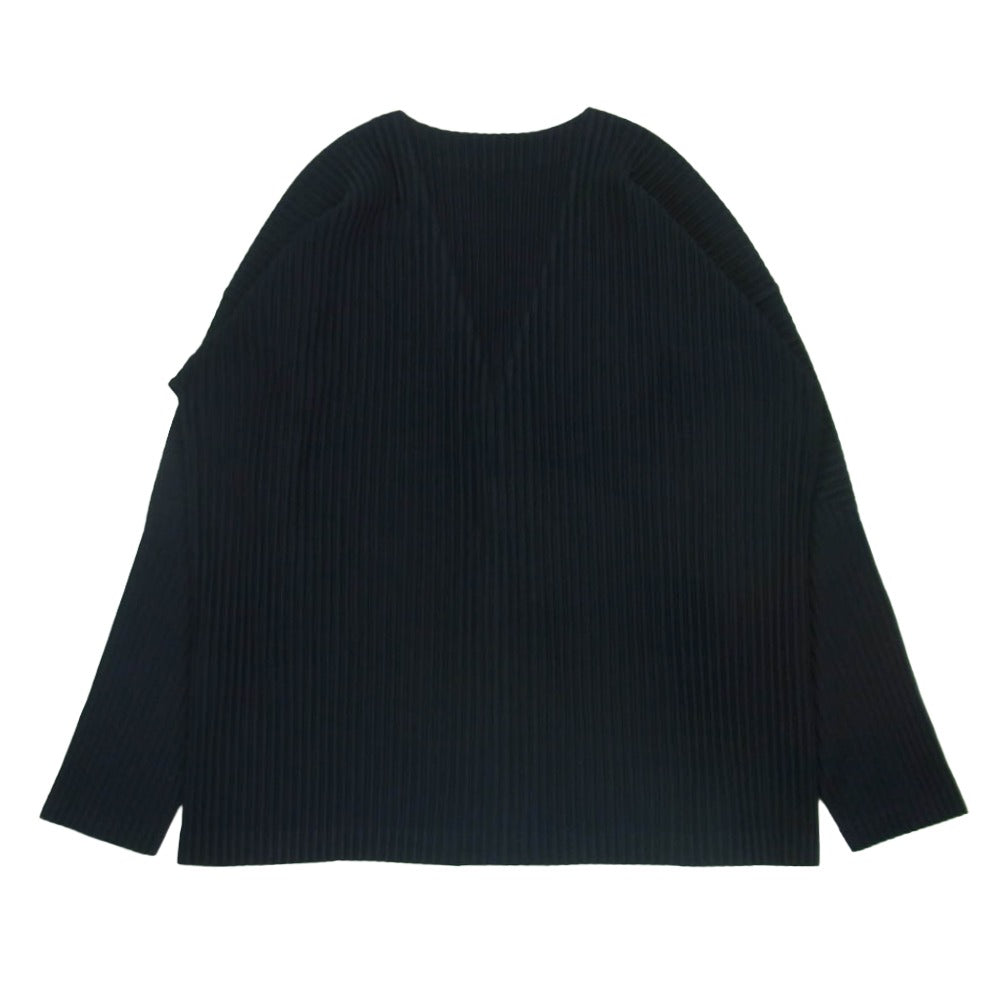 HOMME PLISSE ISSEY MIYAKE オム プリッセ イッセイミヤケ hp55jl141 プリーツ Vネック カーディガン ダークネイビー系 3【中古】
