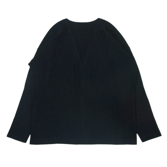 HOMME PLISSE ISSEY MIYAKE オム プリッセ イッセイミヤケ hp55jl141 プリーツ Vネック カーディガン ダークネイビー系 3【中古】