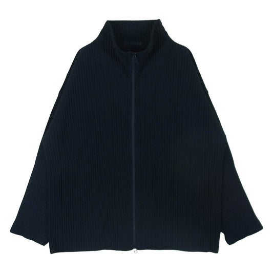 HOMME PLISSE ISSEY MIYAKE オム プリッセ イッセイミヤケ hp55jl140 プリーツ ダブルジップ ジップアップ ブルゾン シャツ ジャケット ダークネイビー系 3【中古】