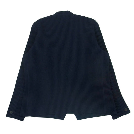 HOMME PLISSE ISSEY MIYAKE オム プリッセ イッセイミヤケ 20AW hp03fd003 WOOL LIKE LIGHT プリーツ ノーカラー ジャケット ネイビー系 2【中古】