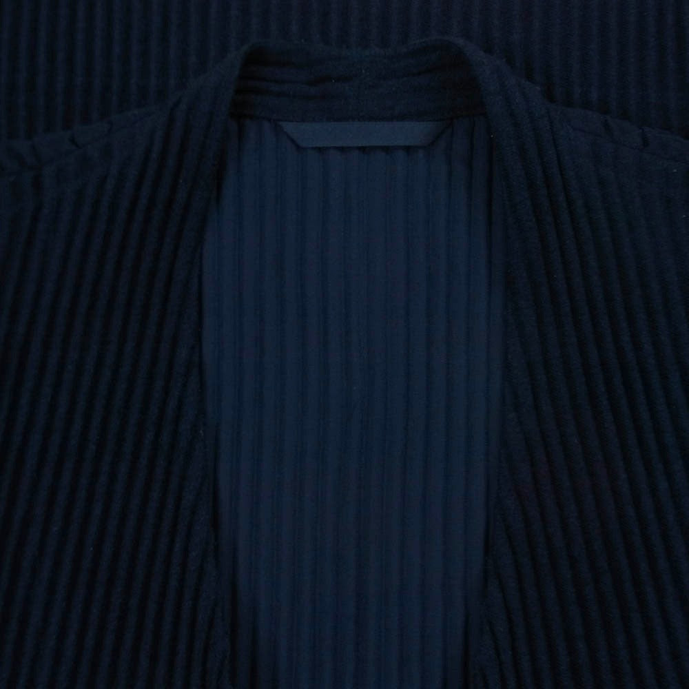 HOMME PLISSE ISSEY MIYAKE オム プリッセ イッセイミヤケ 20AW hp03fd003 WOOL LIKE LIGHT プリーツ ノーカラー ジャケット ネイビー系 2【中古】