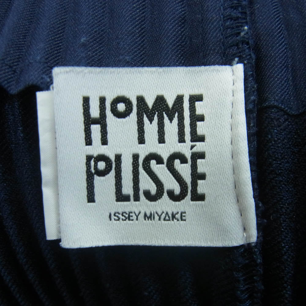 HOMME PLISSE ISSEY MIYAKE オム プリッセ イッセイミヤケ 20AW hp03fd003 WOOL LIKE LIGHT プリーツ ノーカラー ジャケット ネイビー系 2【中古】