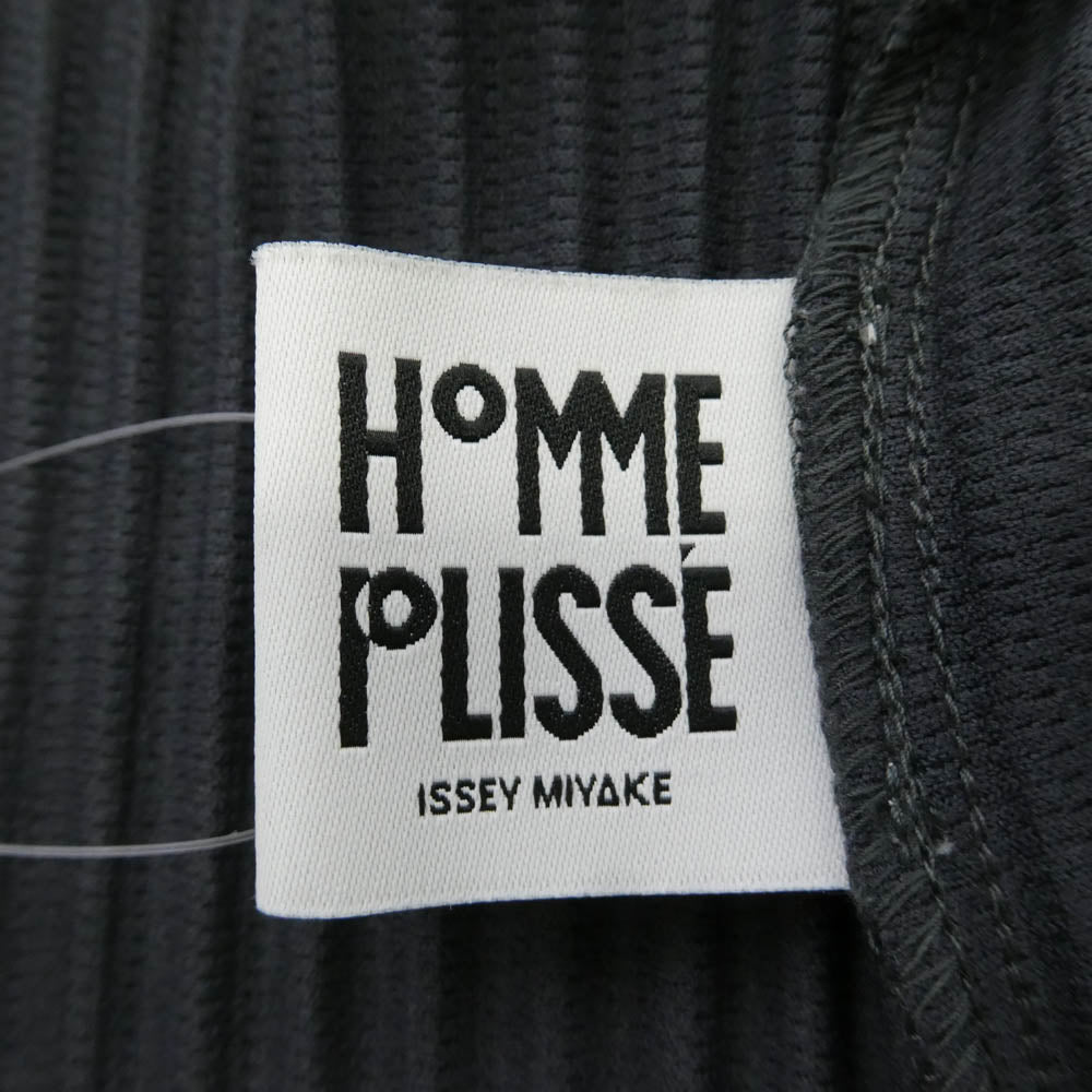 HOMME PLISSE ISSEY MIYAKE オム プリッセ イッセイミヤケ hp81ja104 プリーツ 前開き ロング コート ロングジャケット ダークグレー系 1【中古】