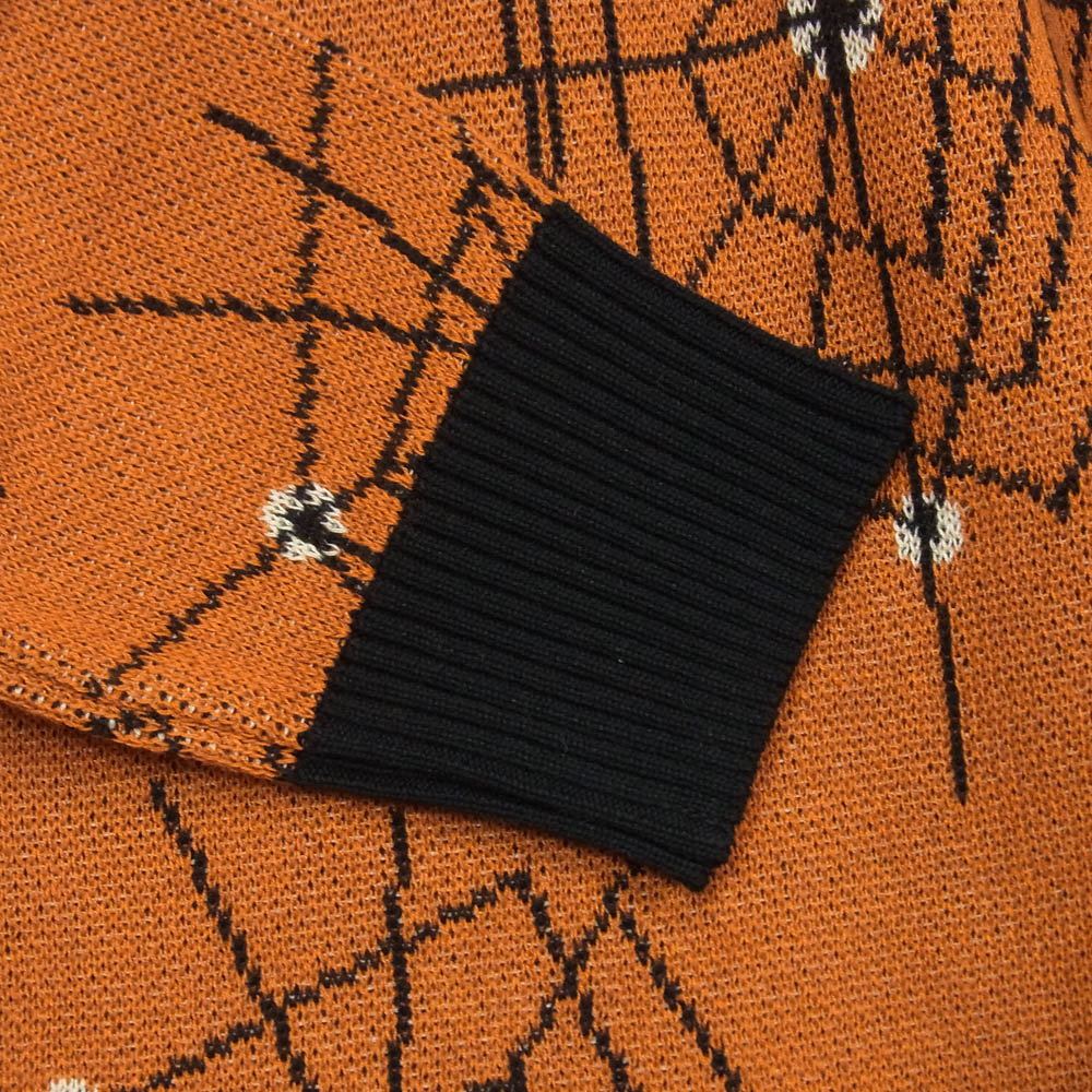 WACKO MARIA ワコマリア 17AW 17FW-WMK-KN14 Atomic Spider Jacquard-Knit Cotton Sweater アトミック スパイダー ジャガード ニット コットン セーター オレンジ系 S【美品】【中古】