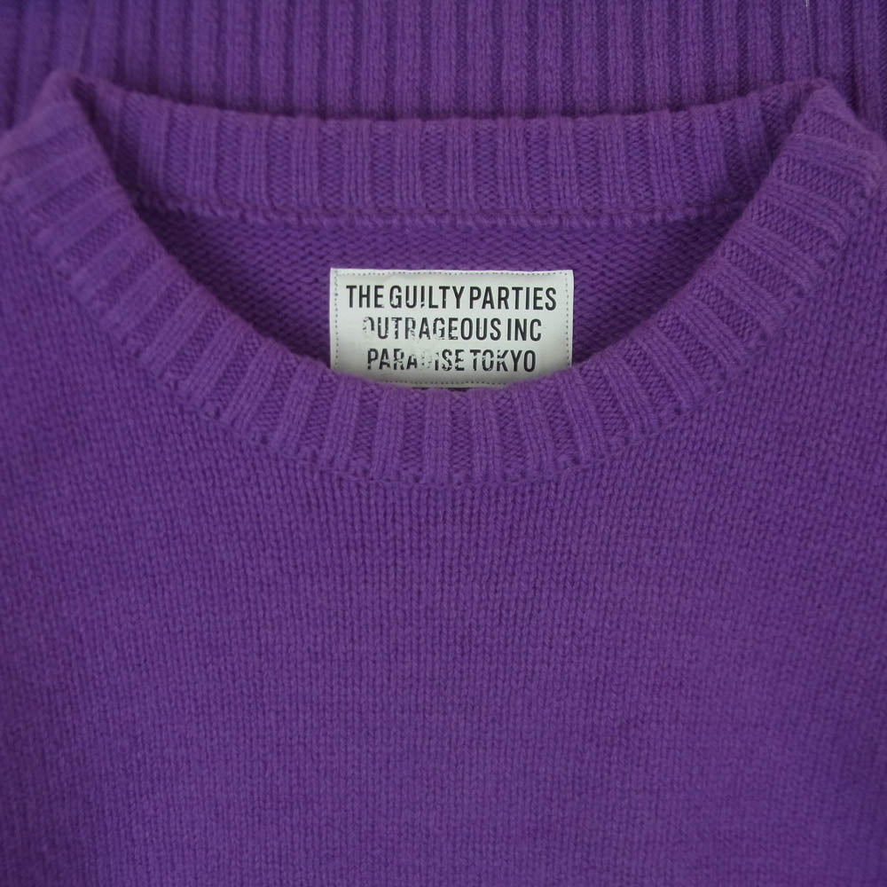 WACKO MARIA ワコマリア 22SS 22SS-WMK-KN01 CLASSIC CREW NECK SWEATER クラシック クルーネック ウール ニット セーター パープル系 S【美品】【中古】