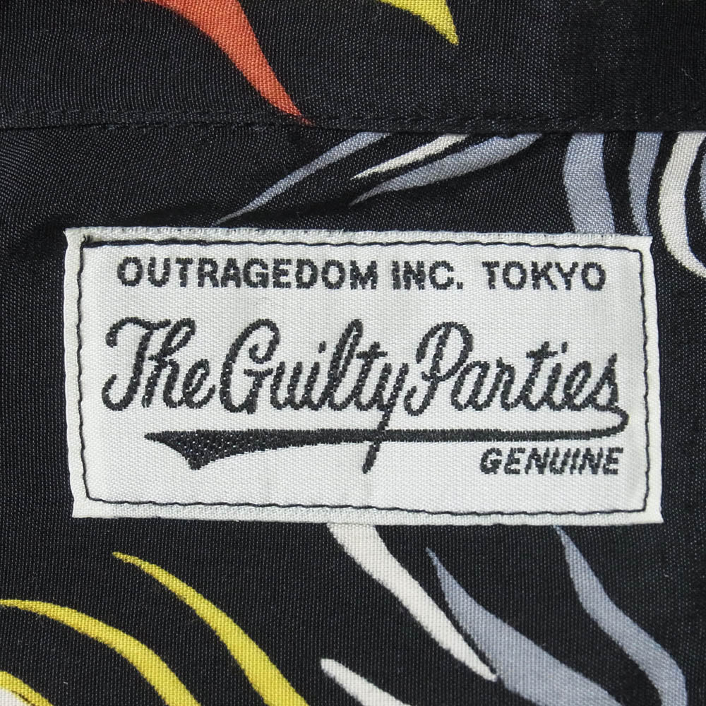 WACKO MARIA ワコマリア HAWAIIAN SHIRT L/S フラガールプリント オープンカラー 長袖 ハワイアンシャツ アロハシャツ ブラック系 S【美品】【中古】