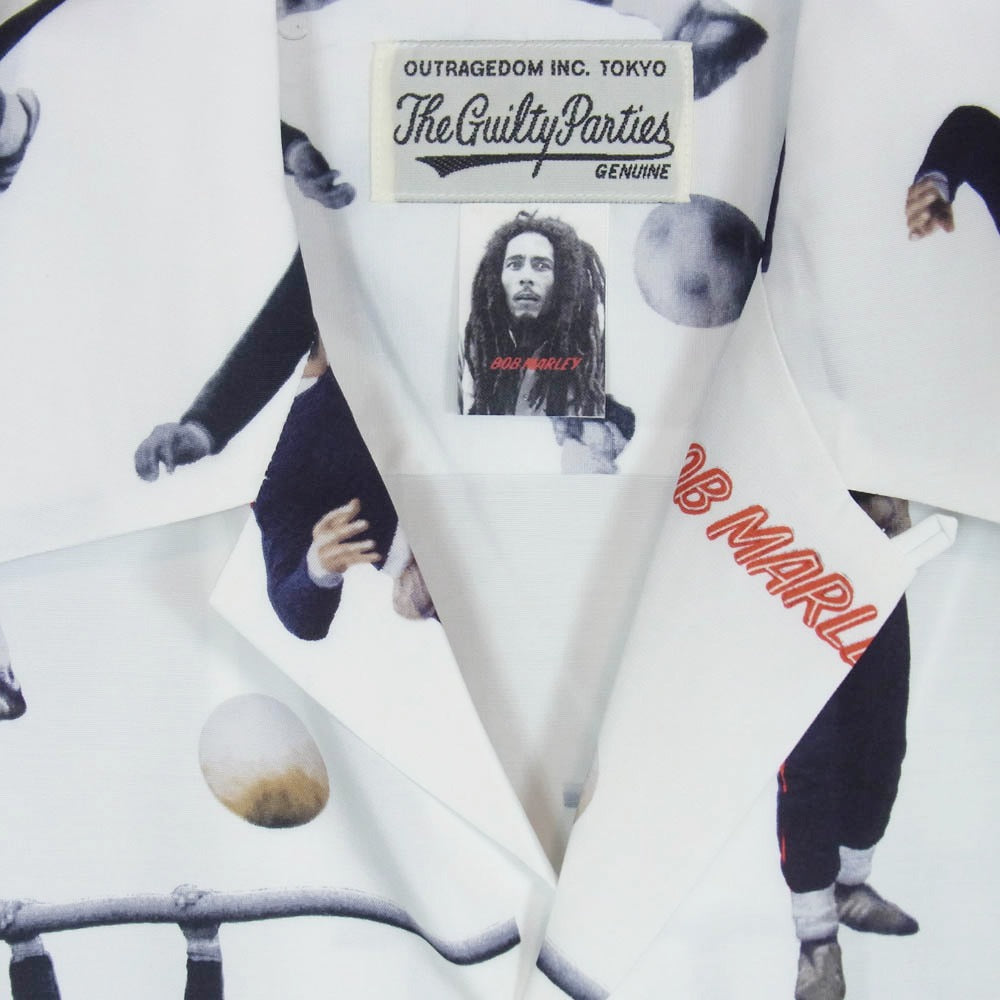 WACKO MARIA ワコマリア 20SS BOBMARLEY-WM-HI04 × BOB MARLEY S/S HAWAIIAN SHIRT ボブマーリー 総柄 半袖 ハワイアンシャツ アロハシャツ ホワイト系 S【新古品】【未使用】【中古】