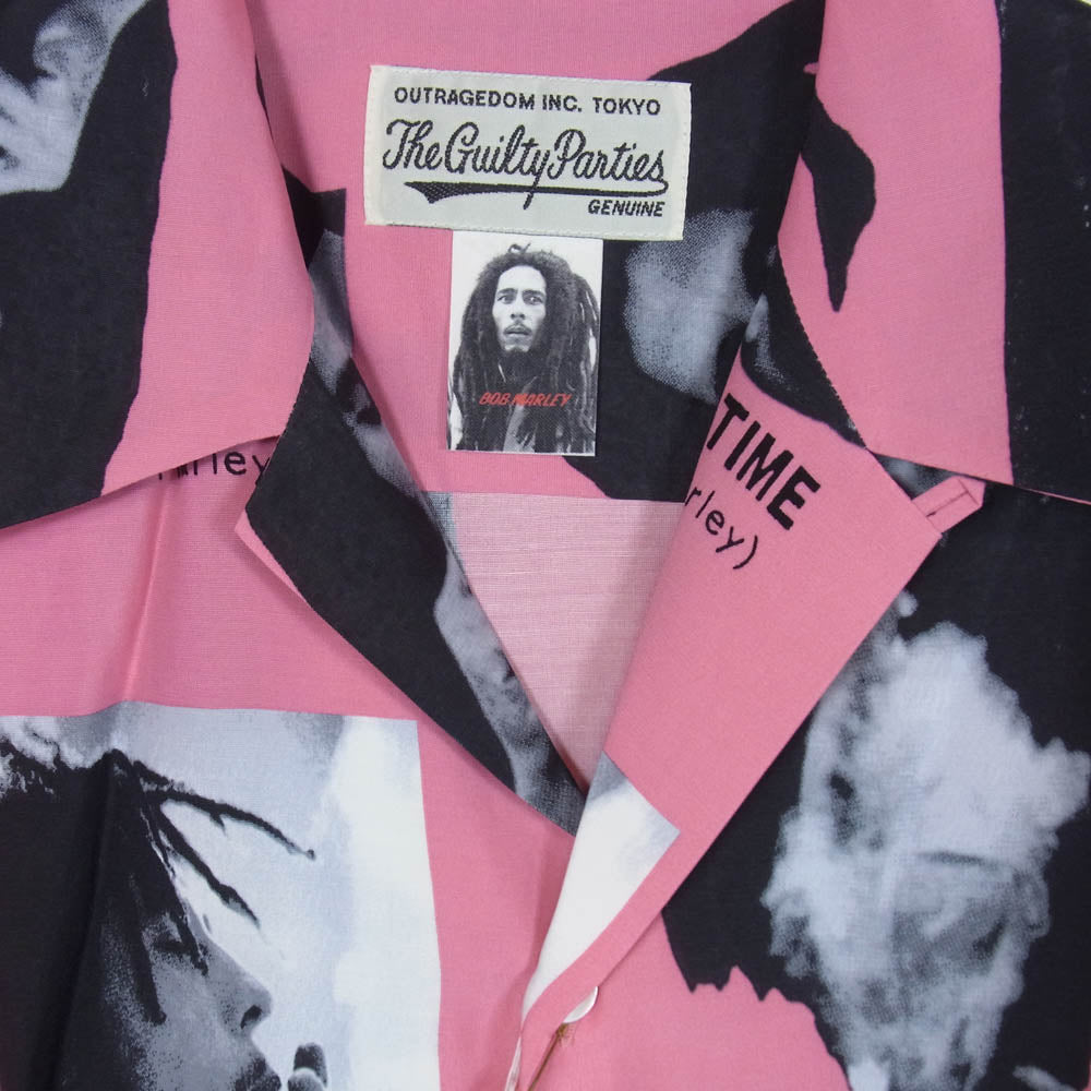 WACKO MARIA ワコマリア 20SS BOBMARLEY-WM-HI03 × BOB MARLEY S/S HAWAIIAN SHIRT ボブマーリー 総柄 半袖 ハワイアンシャツ アロハシャツ ピンク系 S【新古品】【未使用】【中古】