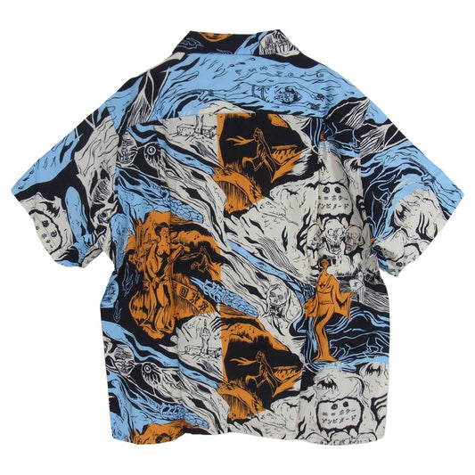WACKO MARIA ワコマリア 21SS 21SS-WMS-HI01 HAWAIIAN SHIRT S/S エロホラーゾンビ 総柄 オープンカラー 半袖 ハワイアンシャツ アロハシャツ アイボリー M【新古品】【未使用】【中古】