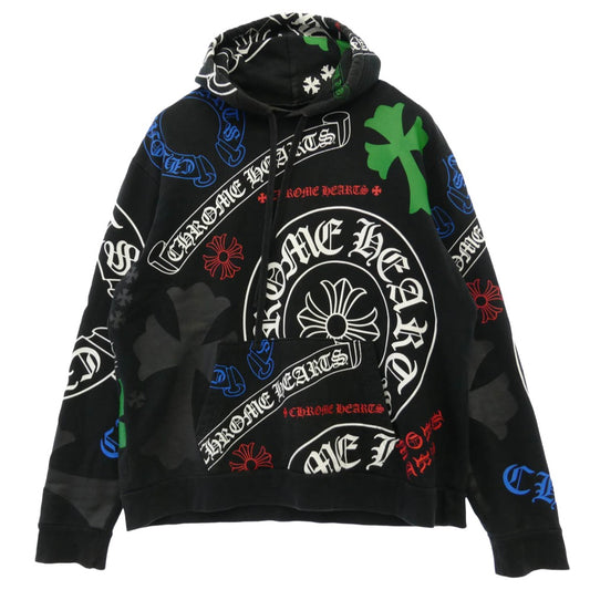 CHROME HEARTS クロムハーツ（原本無） STENCIL HOODIE ステンシル プリント フーディ スウェット パーカー ブラック L ブラック系 L【中古】