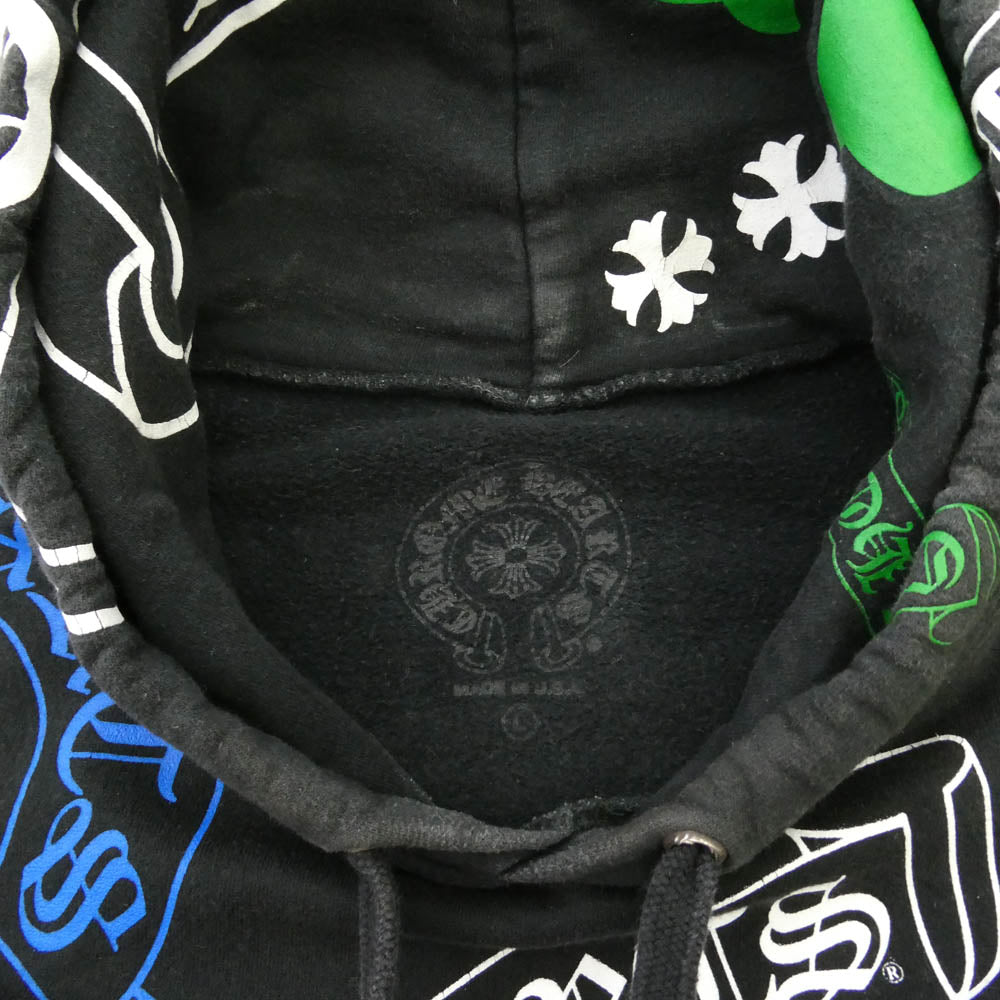 CHROME HEARTS クロムハーツ（原本無） STENCIL HOODIE ステンシル プリント フーディ スウェット パーカー ブラック L ブラック系 L【中古】