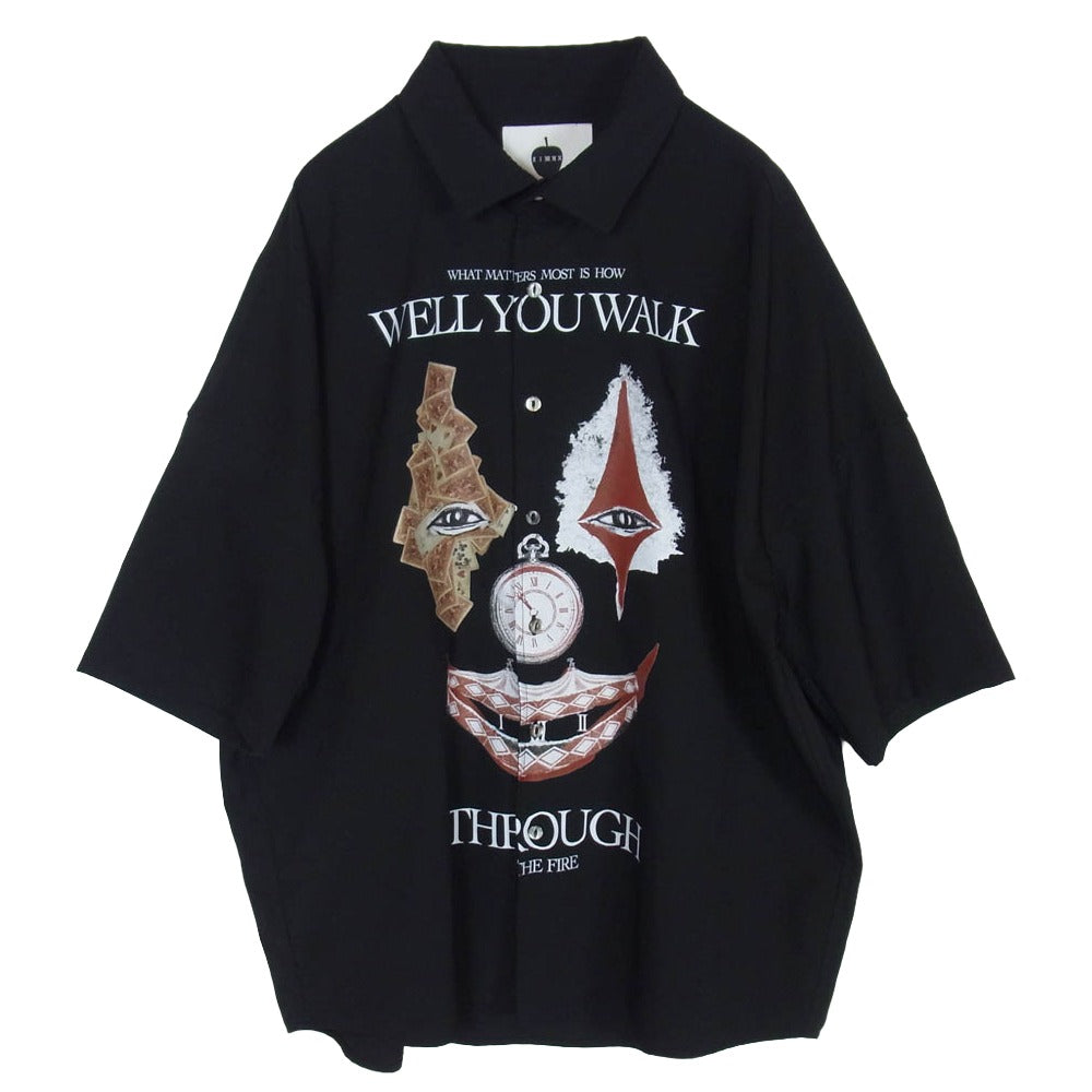 SHAREEF シャリーフ 23533702 CLOWN PT S/S SHIRTS クラウン ピエロ グラフィックプリント 半袖 シャツ ブラック系 1【中古】