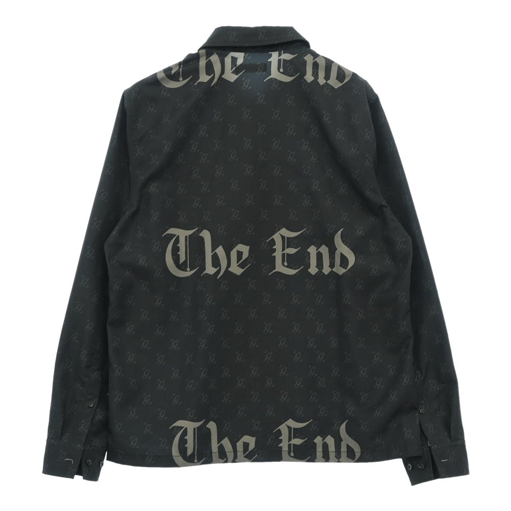 glamb グラム Monogram Black Letter Shirt モノグラム 総柄 フルジップ 長袖 シャツ ブラック系 L【中古】