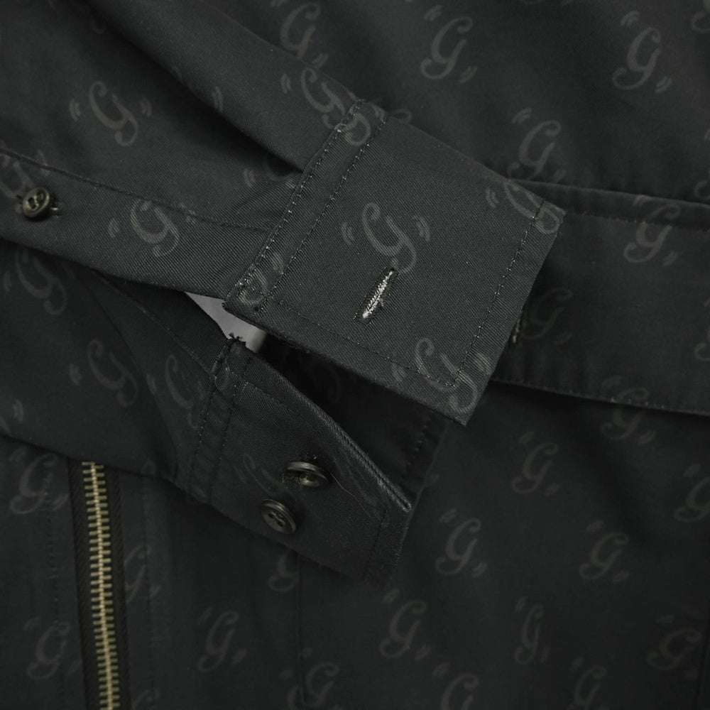 glamb グラム Monogram Black Letter Shirt モノグラム 総柄 フルジップ 長袖 シャツ ブラック系 L【中古】