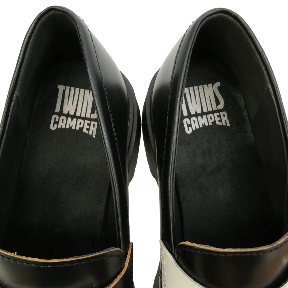 CAMPER カンペール K101113-002 GS TWINS ツインズ アシンメトリー タッセル キルト ローファー レザー シューズ ブラック系 ホワイト系 44【美品】【中古】