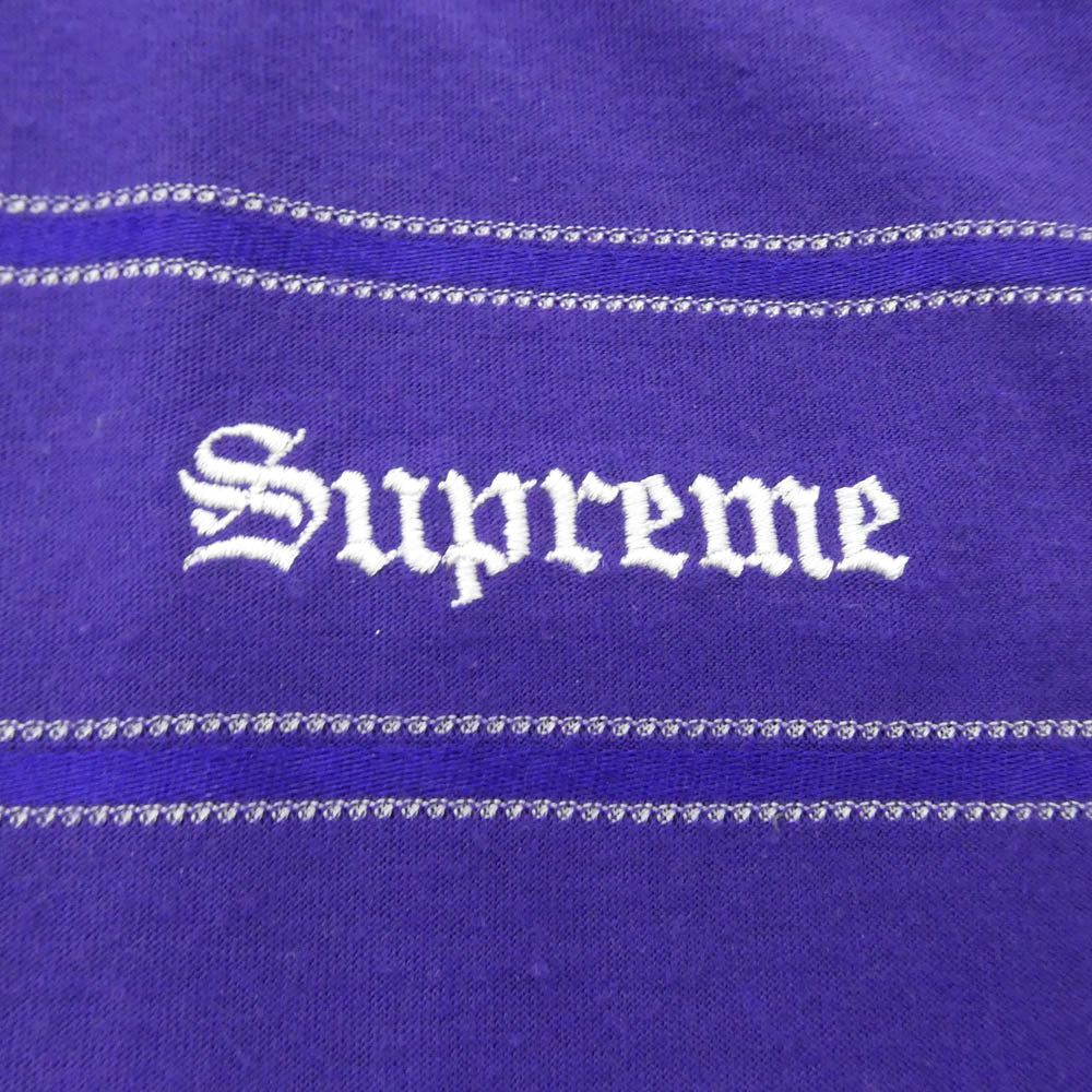 Supreme シュプリーム 25SS × Umbro Stripe Soccer Jersey アンブロ ストライプ サッカー ジャージ 半袖 ゲーム Tシャツ カットソー パープル系 US M【中古】