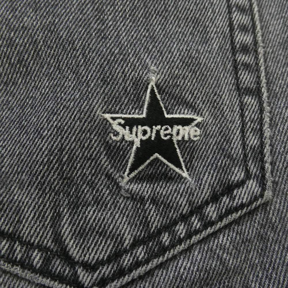 Supreme シュプリーム Regular Jean Washed Black ウォッシュド ブラック レギュラージーンズ バックポケット スターロゴ 刺繍 グレー系 30【中古】