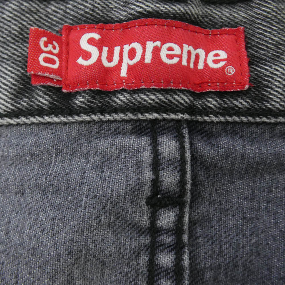 Supreme シュプリーム Regular Jean Washed Black ウォッシュド ブラック レギュラージーンズ バックポケット スターロゴ 刺繍 グレー系 30【中古】