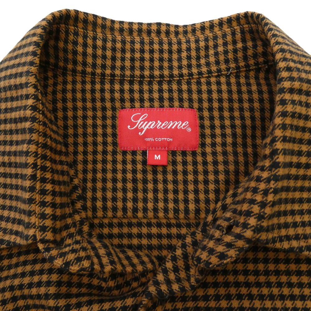 Supreme シュプリーム 16AW Houndstooth Flannel Shirt ハウンドトゥース コットン フランネル 長袖シャツ ブラウン ブラウン系 M【中古】