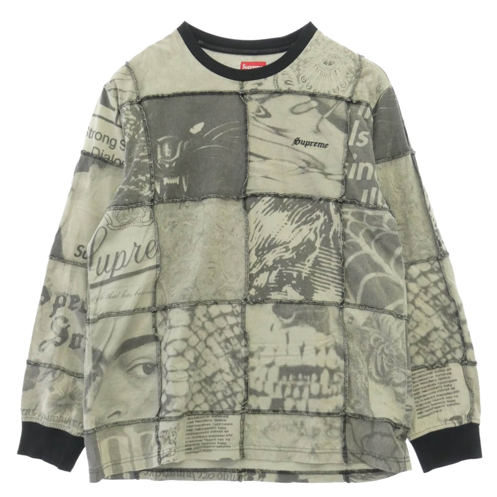 Supreme シュプリーム 21SS Mosaic Patchwork L/S Top モザイク パッチワーク ロングスリーブ カットソー 長袖 グレー系 M【中古】