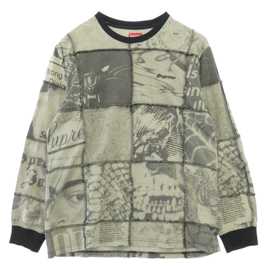 Supreme シュプリーム 21SS Mosaic Patchwork L/S Top モザイク パッチワーク ロングスリーブ カットソー 長袖 グレー系 M【中古】