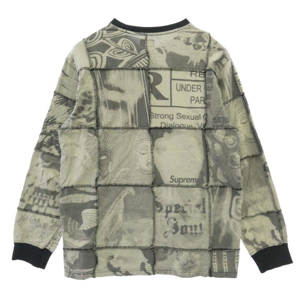 Supreme シュプリーム 21SS Mosaic Patchwork L/S Top モザイク パッチワーク ロングスリーブ カットソー 長袖 グレー系 M【中古】