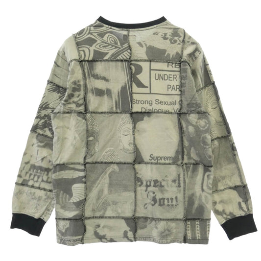 Supreme シュプリーム 21SS Mosaic Patchwork L/S Top モザイク パッチワーク ロングスリーブ カットソー 長袖 グレー系 M【中古】