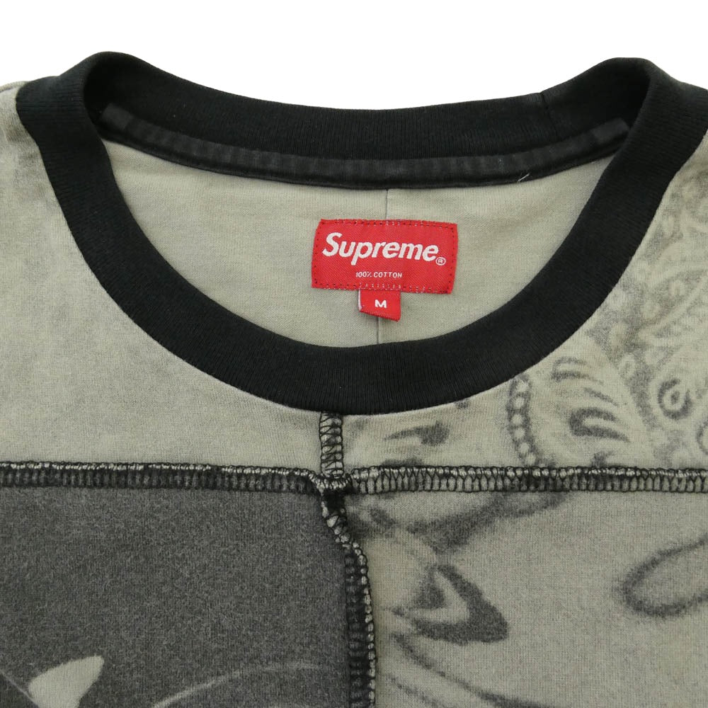 Supreme シュプリーム 21SS Mosaic Patchwork L/S Top モザイク パッチワーク ロングスリーブ カットソー 長袖 グレー系 M【中古】