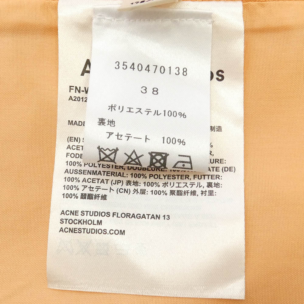 ACNE STUDIOS アクネストゥディオズ DRES000235 ノースリーブ ワンピース オレンジ系 38【中古】