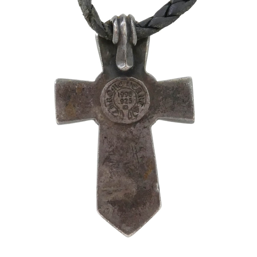 CHROME HEARTS クロムハーツ（原本無） VULCAN CROSS SM BC スモール バルカンクロス レザーブレイド レザーブレード ネックレス ブラック系 シルバー系【中古】