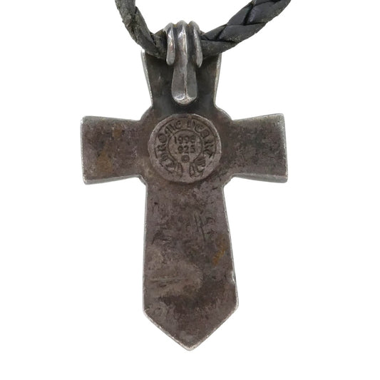 CHROME HEARTS クロムハーツ（原本無） VULCAN CROSS SM BC スモール バルカンクロス レザーブレイド レザーブレード ネックレス ブラック系 シルバー系【中古】