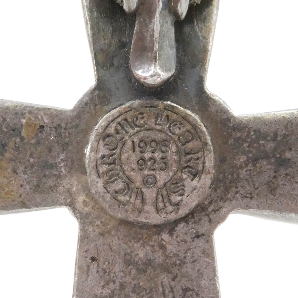 CHROME HEARTS クロムハーツ（原本無） VULCAN CROSS SM BC スモール バルカンクロス レザーブレイド レザーブレード ネックレス ブラック系 シルバー系【中古】