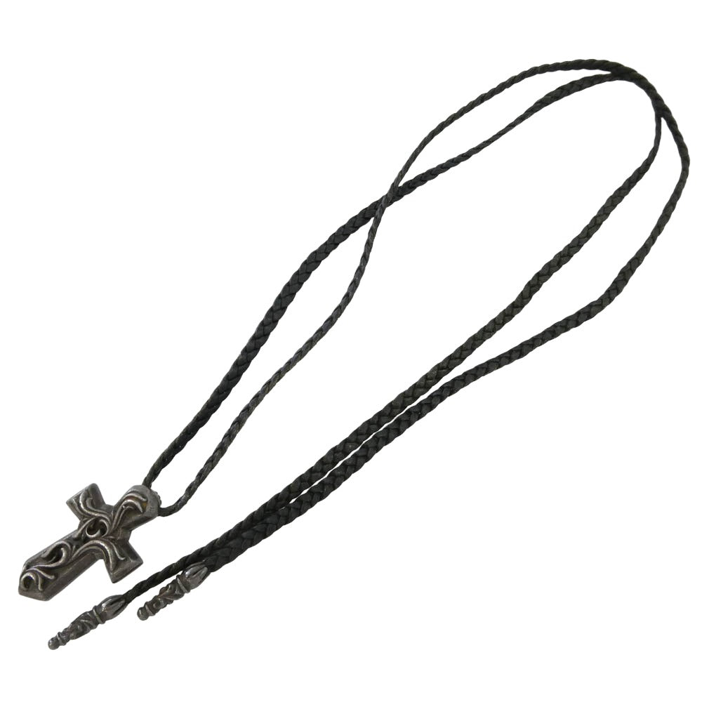 CHROME HEARTS クロムハーツ（原本無） VULCAN CROSS SM BC スモール バルカンクロス レザーブレイド レザーブレード ネックレス ブラック系 シルバー系【中古】
