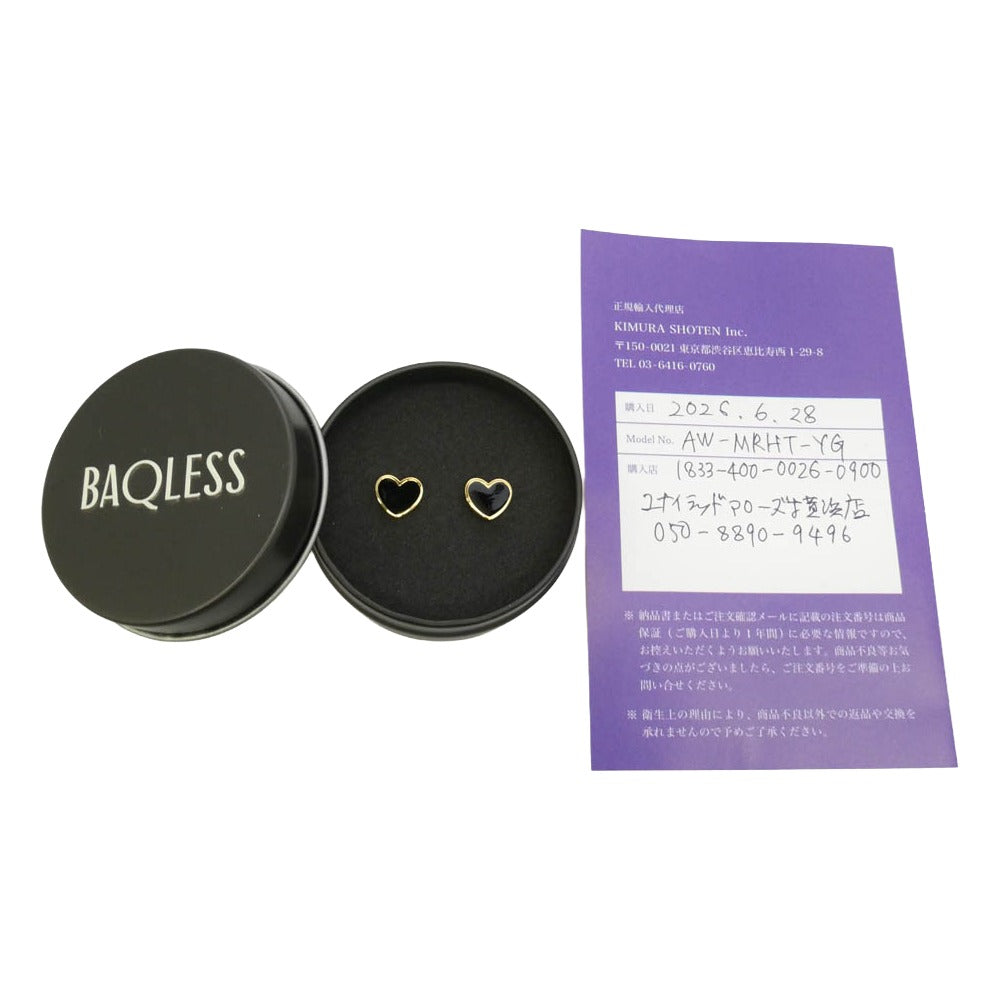 バックレス AW-MRHT-YG Amity Noir Heart Gold アミティ ブラック ハート キャッチレス ピアス ブラック系 ゴールド系【中古】